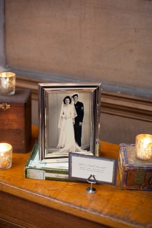 Vintage Wedding Photos on Guest Table