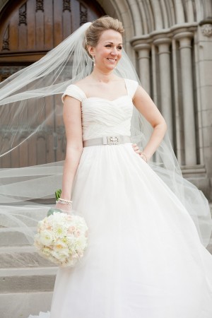 Wedding Gown With Ribbon Belt and Rhinestone Detail 1