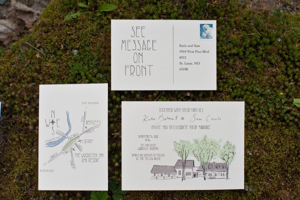 Wedding Stationery With Watercolor Illustration
