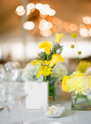 Yellow and White Wedding Reception Decoration