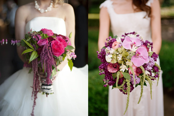 rich purple and magenta wedding bouquets