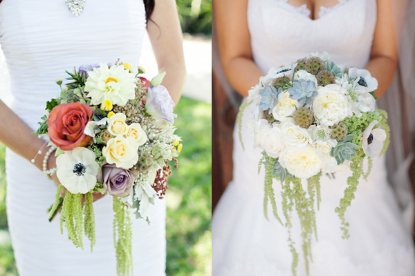 romantic amaranthus wedding bouquets