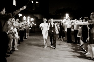 Couple Exit With Sparklers