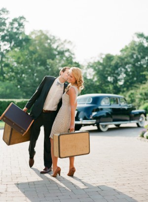 Couple With Vintage Suitcases
