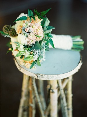 Elegant Peach and Green Bridal Bouquet