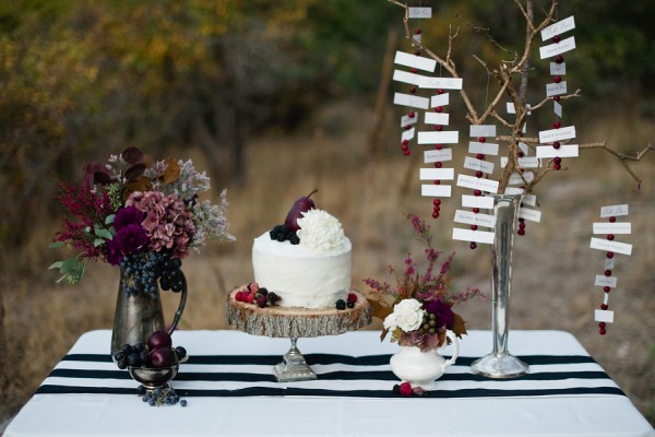 Fall Tablescape With Black and White Striped Runner 1