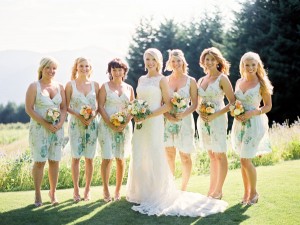 Floral Print Bridesmaids Dresses