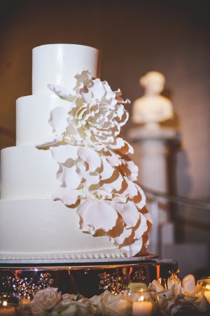 Four Tier Round Wedding Cake With Cascading Flower