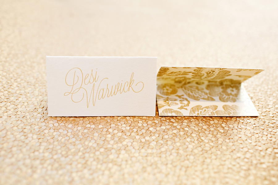 Gold Floral Calligraphy Place Card