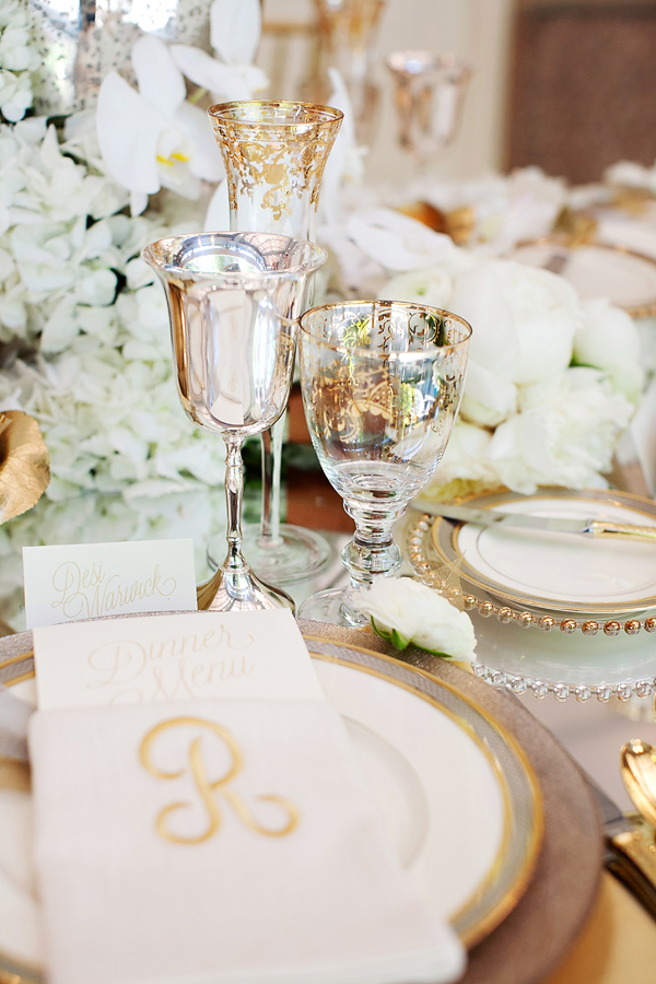 Gold Reception Table Place Setting 1