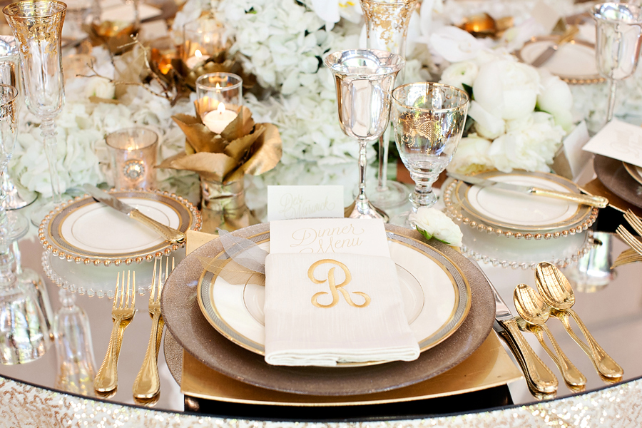 Gold Reception Table Place Setting
