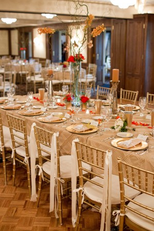 Gold Reception Tables With Fall Arrangements 1