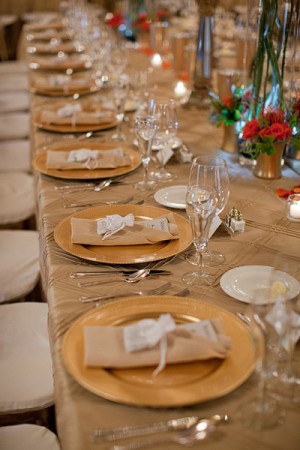 Gold Reception Tables With Fall Arrangements 2