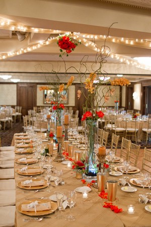 Gold Reception Tables With Fall Arrangements