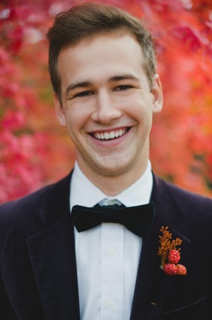 Groom With Berry Boutonniere