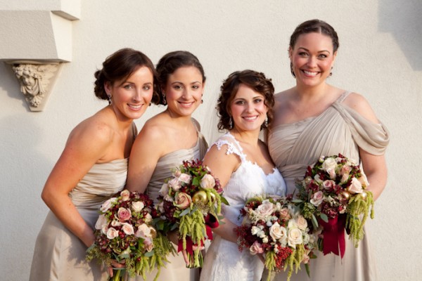 One Shoulder Champagne Colored Bridesmaids Dresses