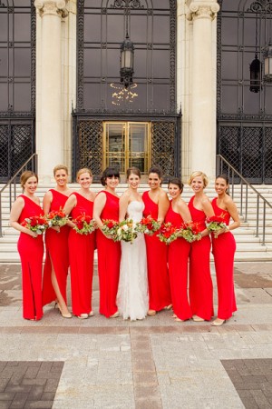 One Shoulder Red Bridesmaids Dresses