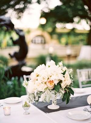 Pale Reception Arrangement With Greenery