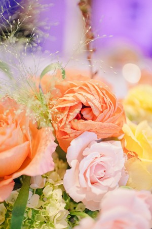Peach and Pink Flowers With Green Hydrangeas