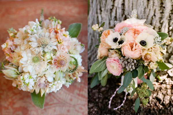 Peach and White Wedding Bouquets