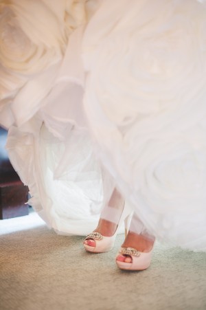 Peep Toe Bridal Shoes With Jeweled Brooches