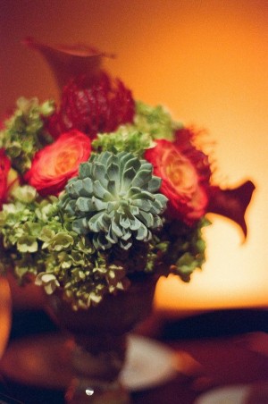 Red Centerpiece With Succulents