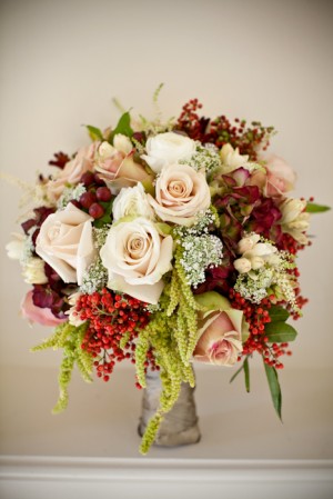 Rose Bouquet With Berries and Greenery