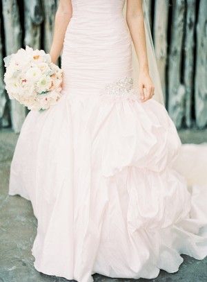 Ruched Bridal Gown With Full Flared Skirt