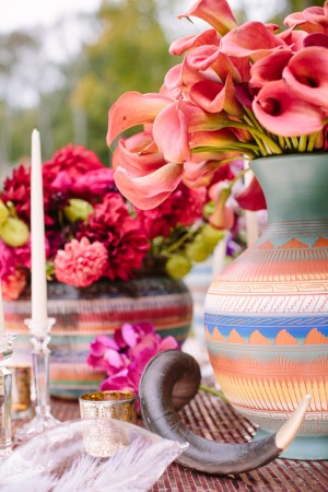 Southwestern Inspired Table Decor on Metallic Tablecloth 2