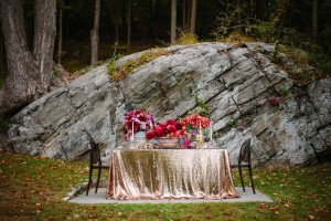 Southwestern Inspired Table Decor on Metallic Tablecloth