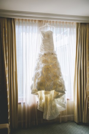 Strapless Wedding Gown With Flower Detail Full Skirt