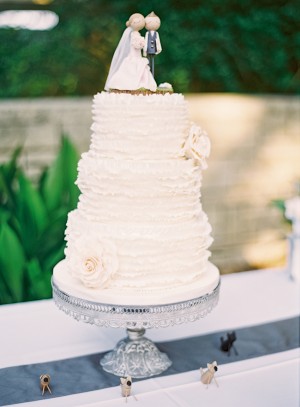 Textured Round Wedding Cake on Silver Stand