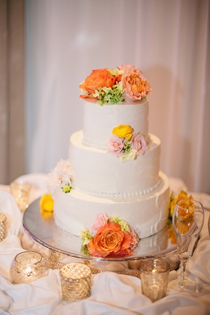 Round White Wedding Cake