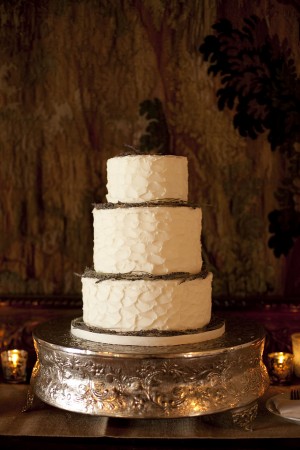 Three Tier Round Wedding Cake With Twig Decoration