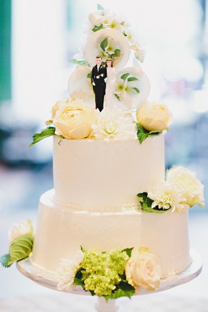 White Wedding Cake With Roses