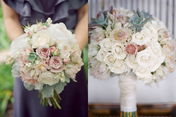 Vintage Rose Wedding Bouquets