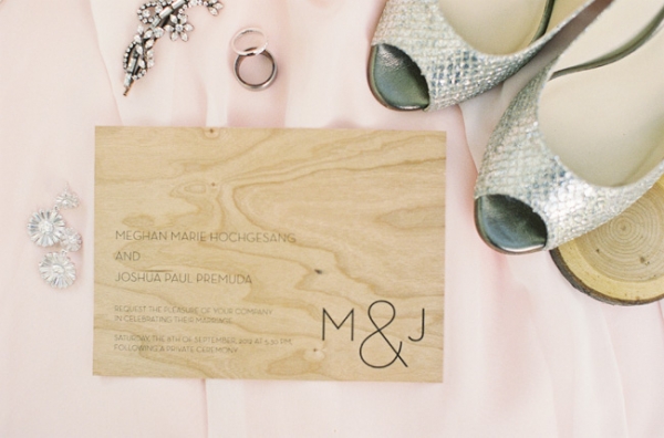 Wood Engraved Wedding Invitation