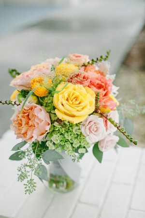 Yellow Peach and Green Spring Bouquet