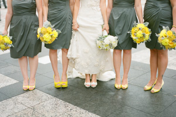 Yellow and Grey Wedding Bridesmaids Bouquets