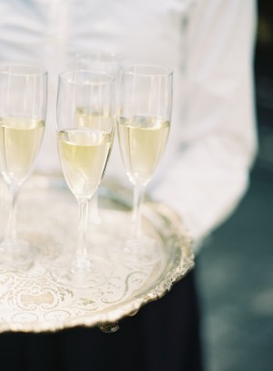 Champagne Glasses on Silver Tray