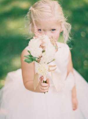 Flower Girl Holding Small White Bouquet