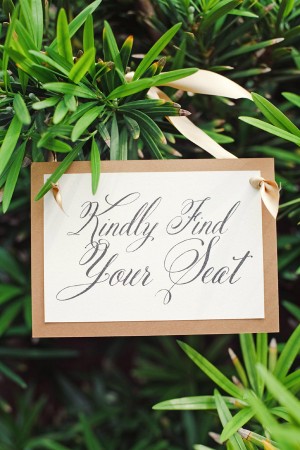 Gold Trimmed Place Card Sign in Greenery