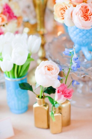 Gold Vases Wedding Reception Decoration