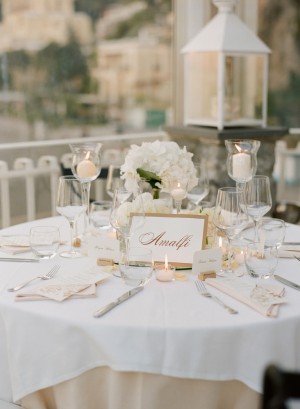 Gold and White Reception Table Setting 1