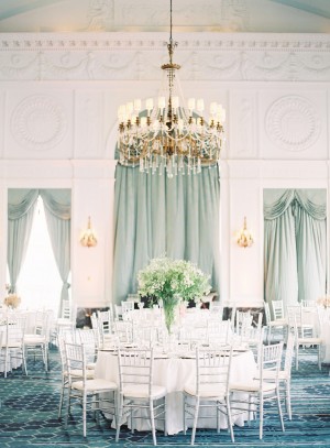 Elegant White Blue Ballroom Wedding