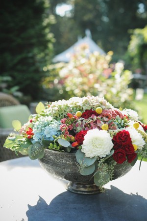 Lush Floral Arrangement in Silver Bowl