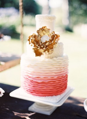 Ombre Ruffed Wedding Cake