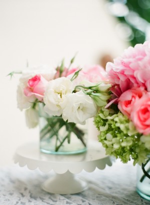 Pink White and Green Flower Arrangements