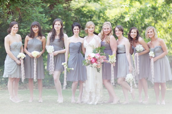 Short Charcoal Gray Bridesmaids Dresses