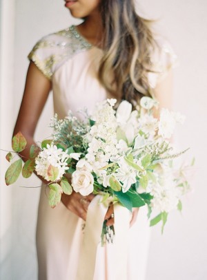 Soft White and Green Wedding Bouquet